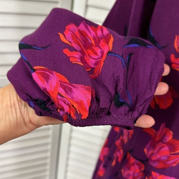 Grannycore Floral Midi Dress Size Medium Pockets Long Sleeve NWT - Picture 9 of 12